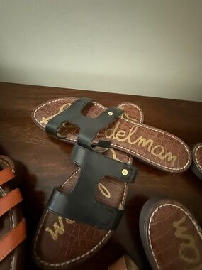 Sam Edelman Black Leather Slide Sandals